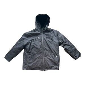 Banana Republic Men's oversized Black Faux Fur Lined Hooded Parka Jacket XS
